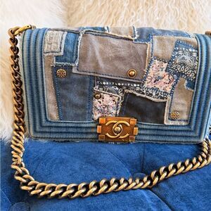 Chanel Boy Chain Shoulder Bag Blue